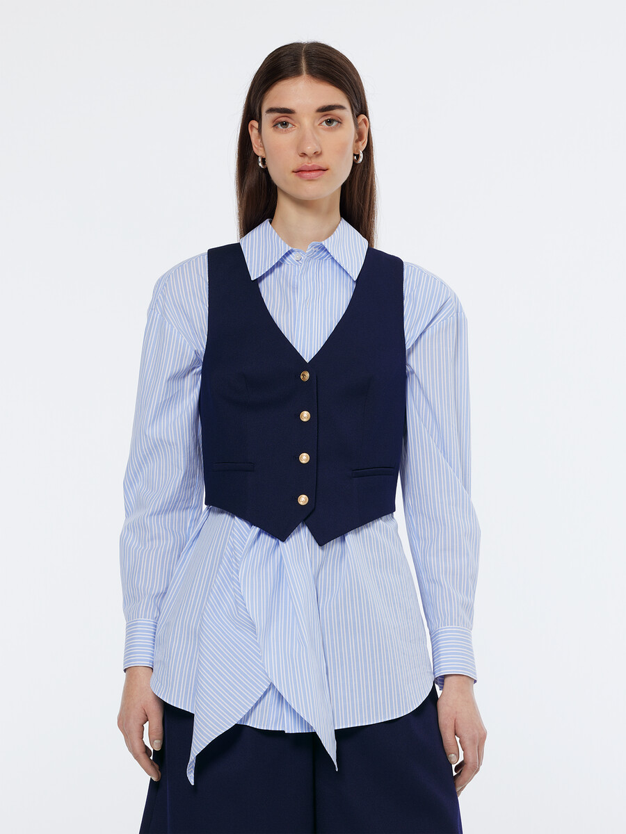 weste aus gabardine-twill mit gekreuztem rückenausschnitt
