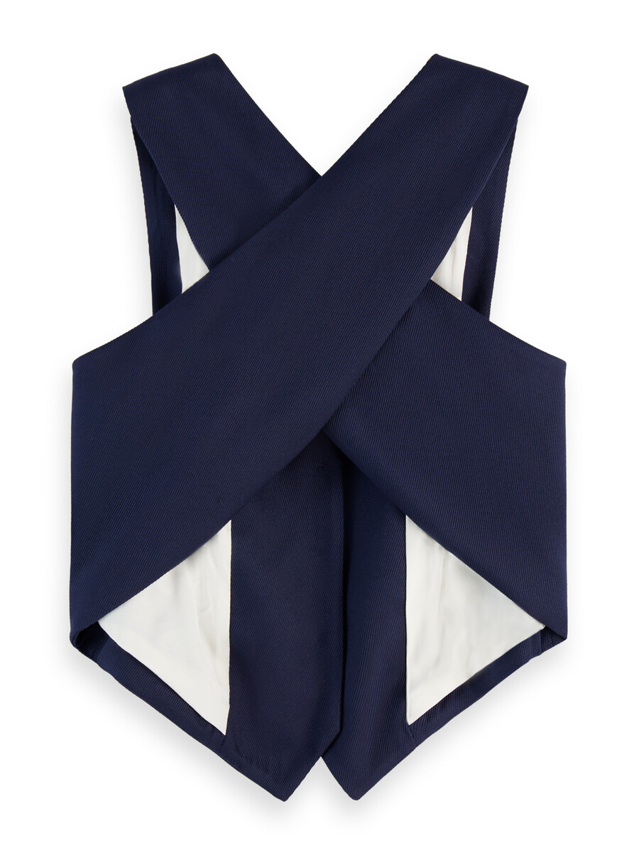 weste aus gabardine-twill mit gekreuztem rückenausschnitt