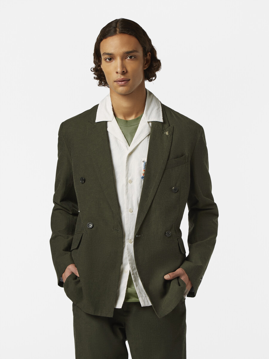 zweireihiger blazer aus leinenmischung