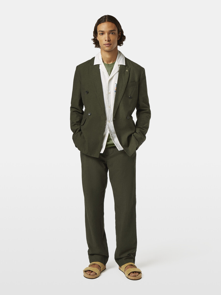 zweireihiger blazer aus leinenmischung