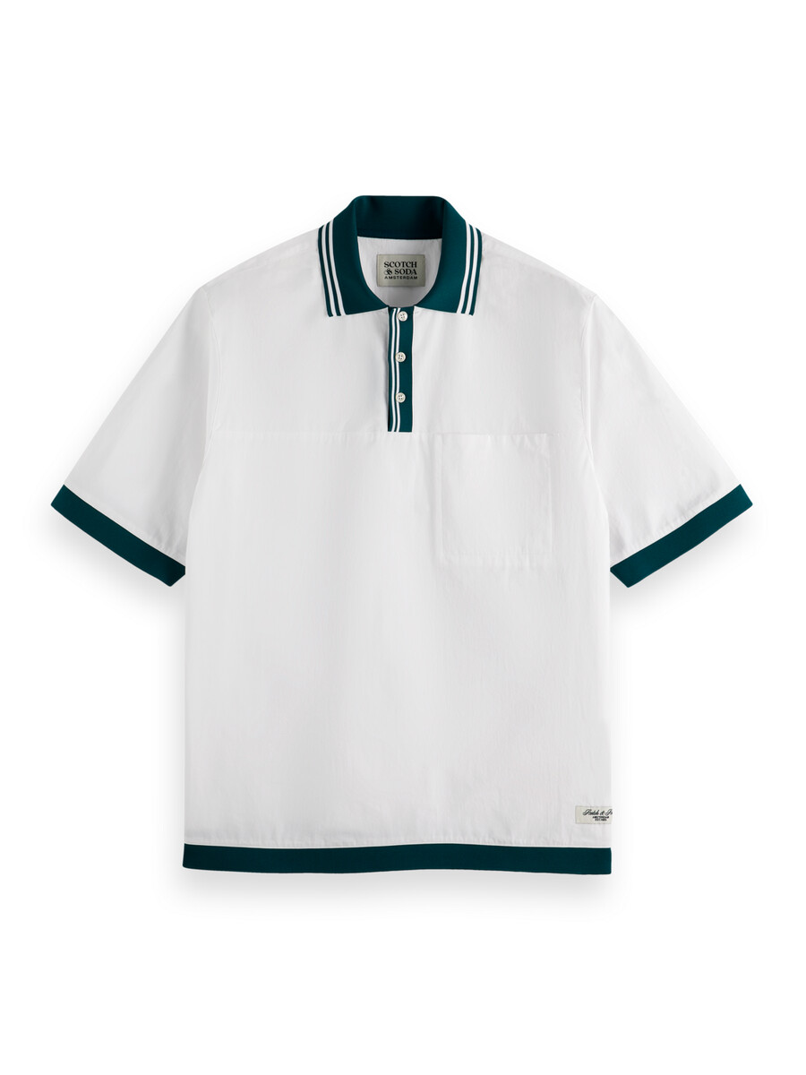 poloshirt aus popeline mit kontrastierender passform und lockerer passform