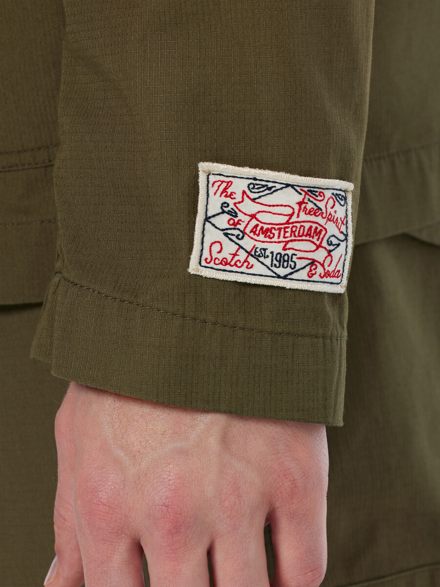 lässiger unkonstruierter militärblazer aus baumwoll-ripstop mit lockerer passform