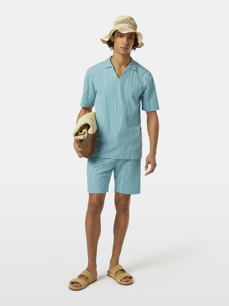 polohemd aus jacquard-baumwollfrottee mit lockerer passform