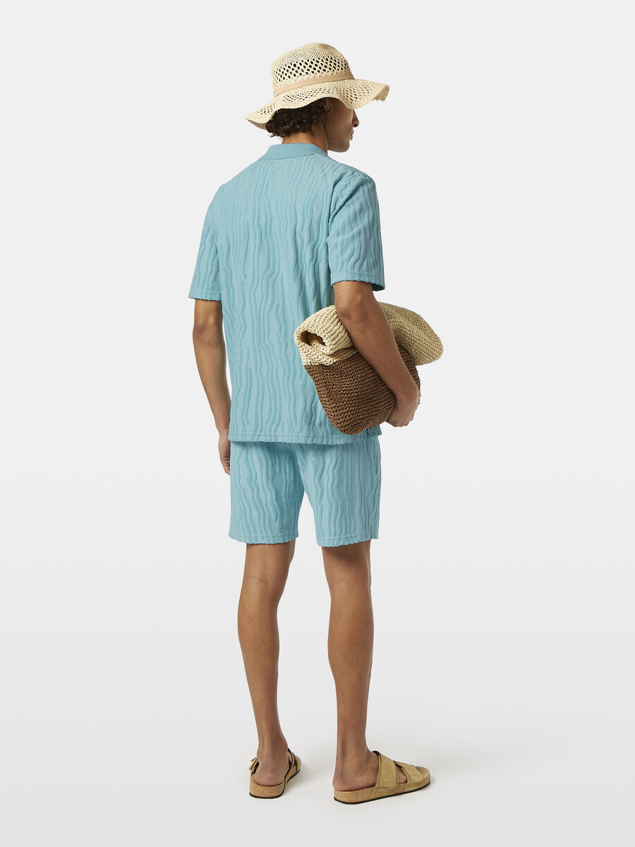 polohemd aus jacquard-baumwollfrottee mit lockerer passform