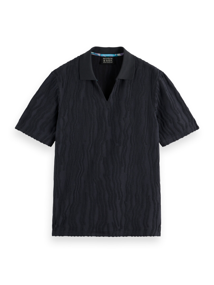 polohemd aus jacquard-baumwollfrottee mit lockerer passform