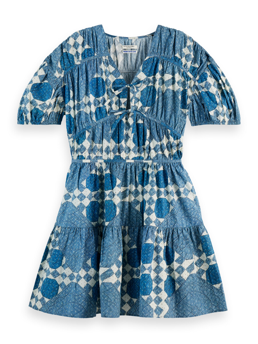 gestepptes minikleid mit raffungen