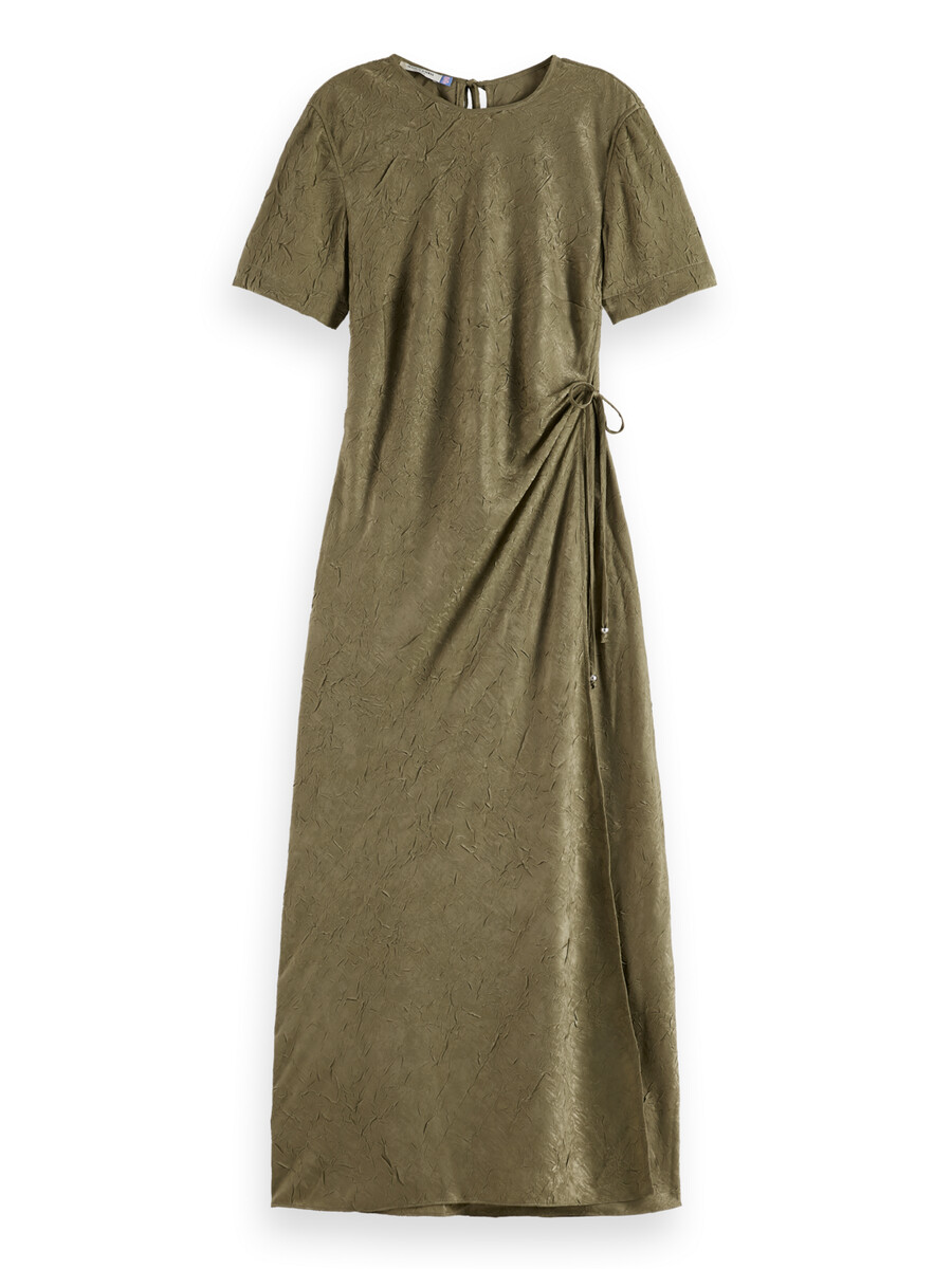midi-wickelkleid aus crushed-satin