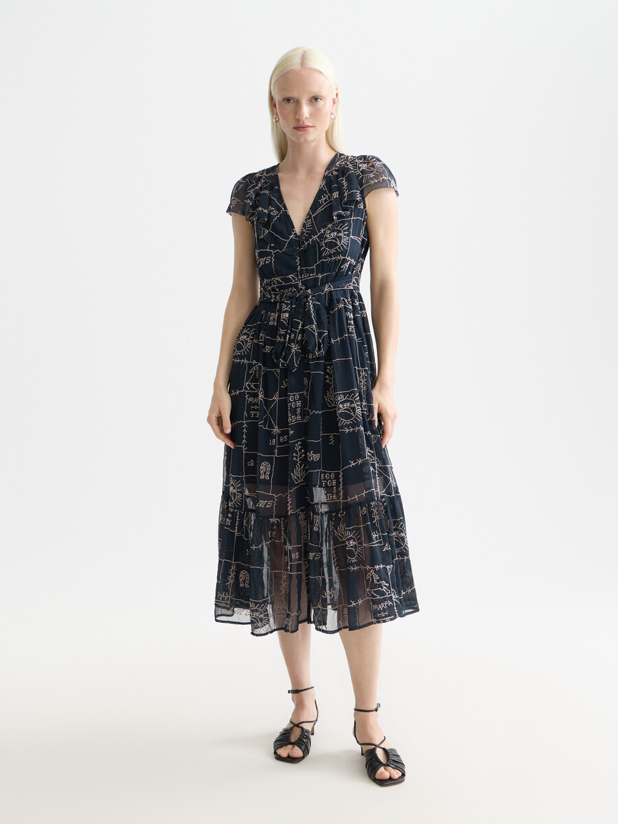 midikleid mit kreuzstichstickerei