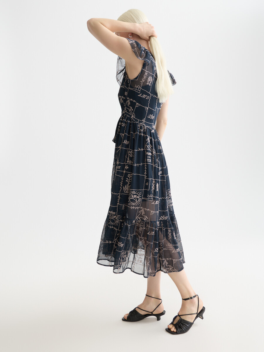 midikleid mit kreuzstichstickerei