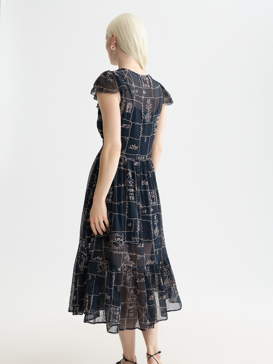 midikleid mit kreuzstichstickerei