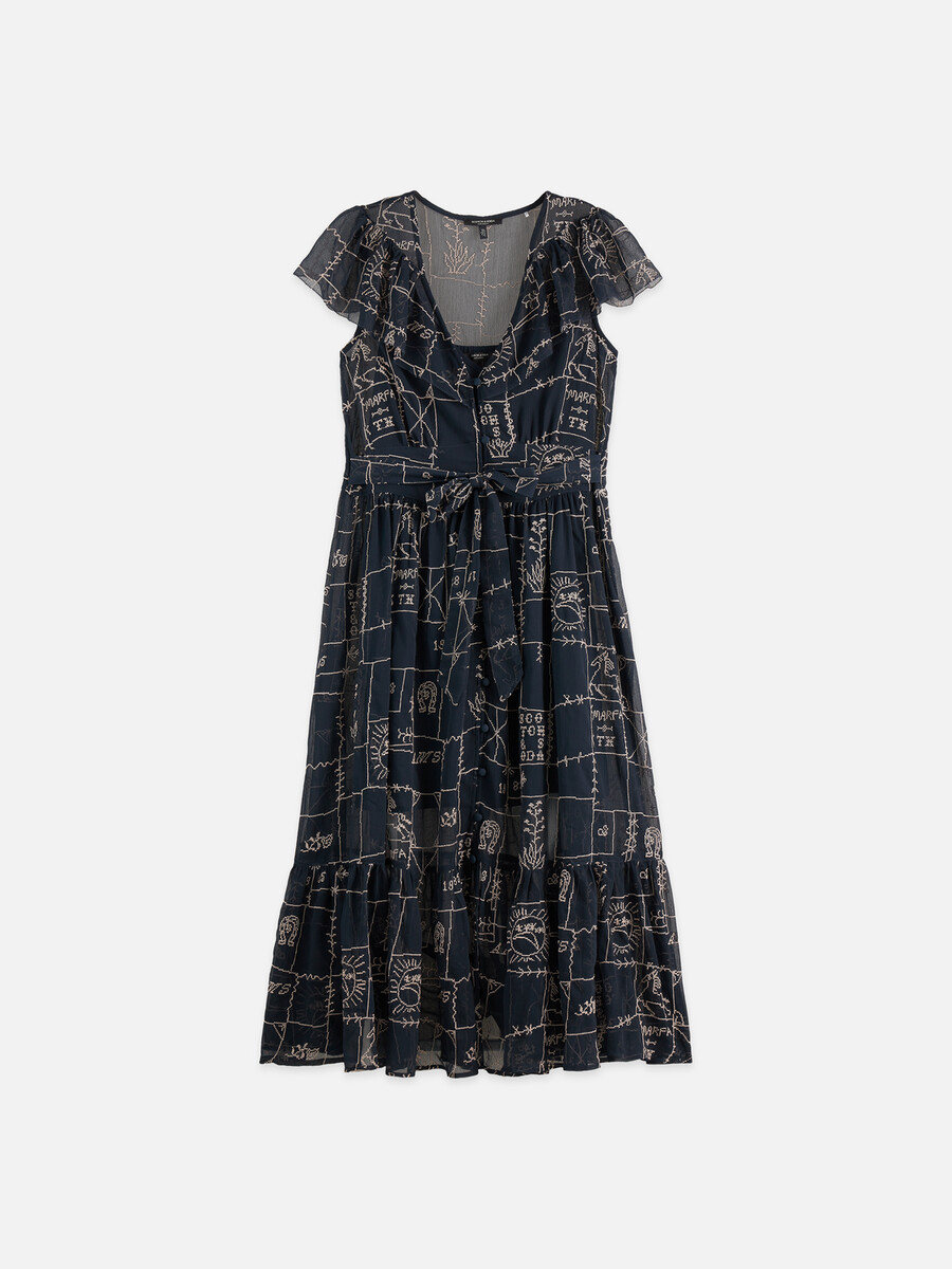 midikleid mit kreuzstichstickerei