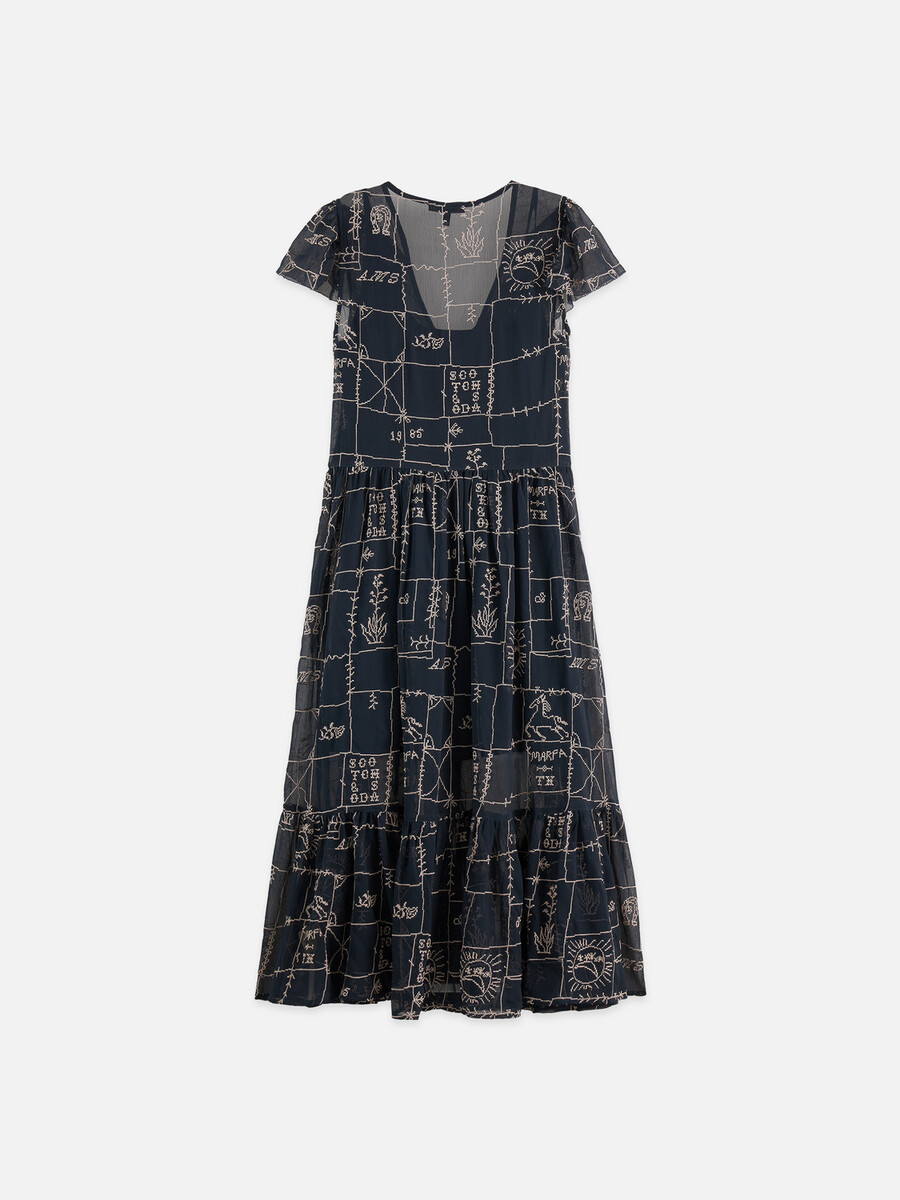 midikleid mit kreuzstichstickerei