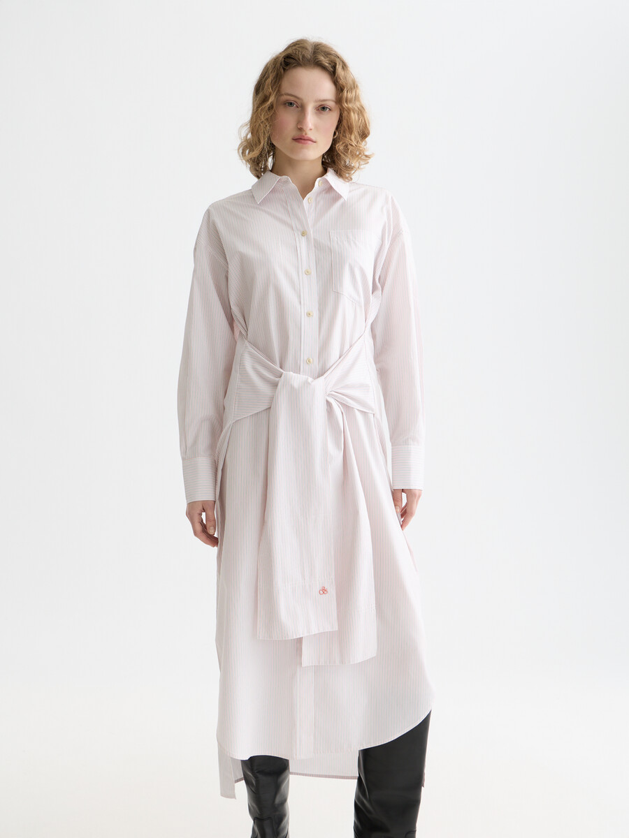 hemdblusenkleid mit lockerer passform und krawattenverschluss