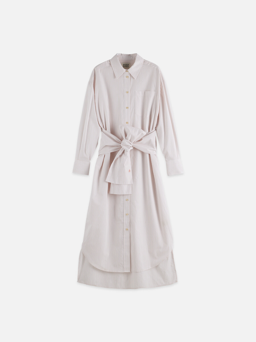 hemdblusenkleid mit lockerer passform und krawattenverschluss
