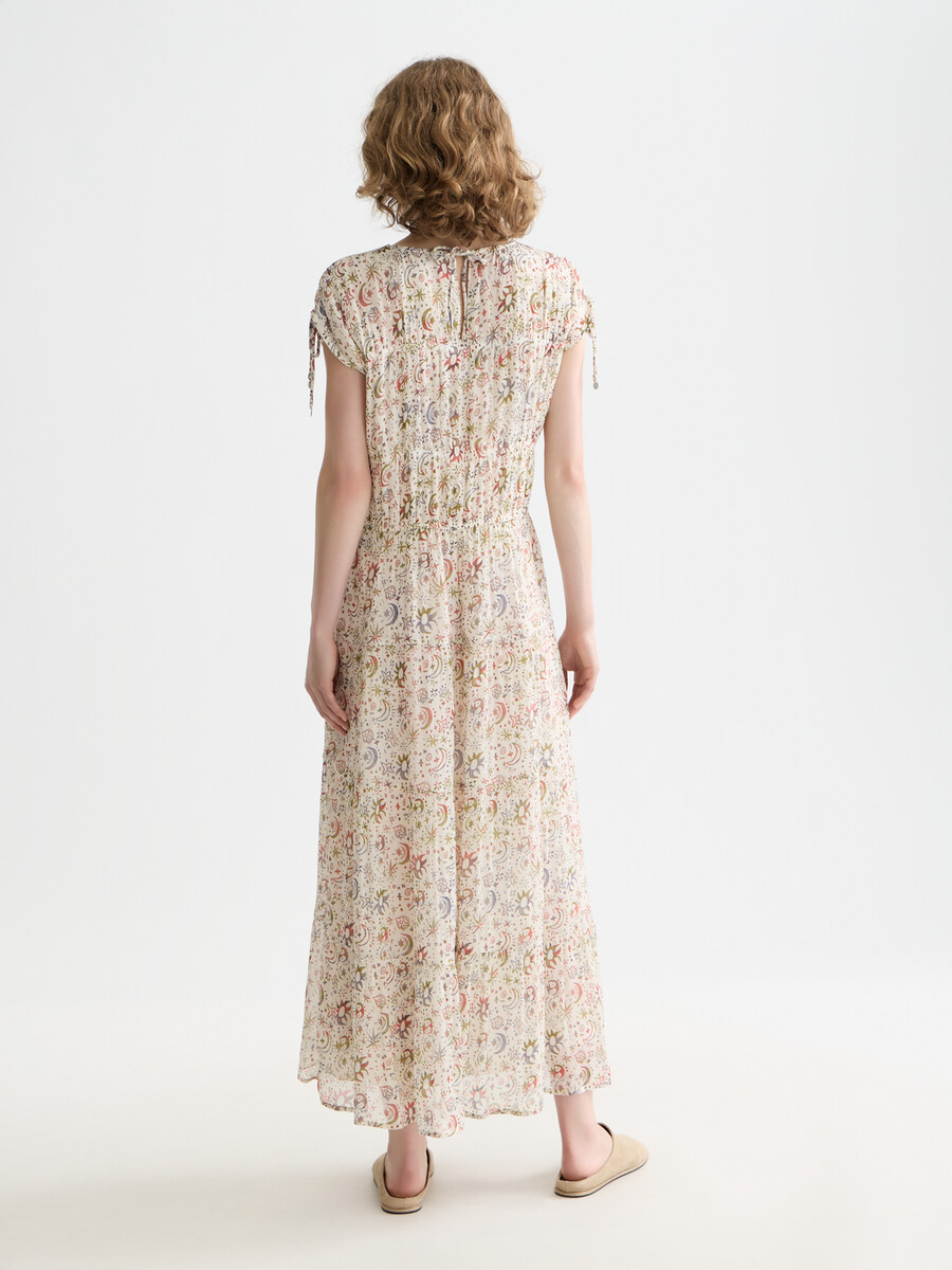 midikleid mit raffungen und bindebändern