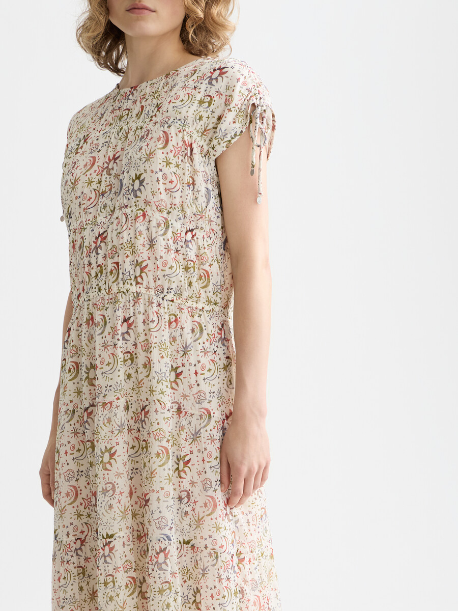 midikleid mit raffungen und bindebändern