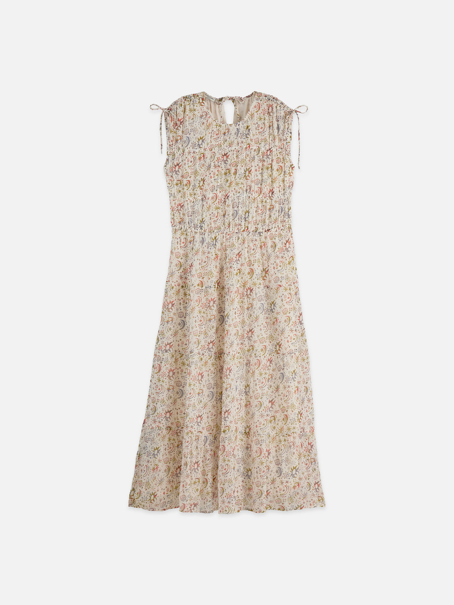 midikleid mit raffungen und bindebändern
