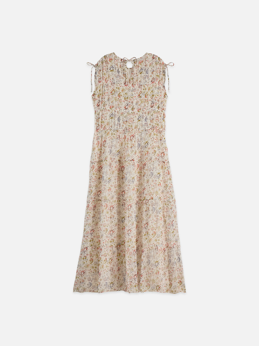 midikleid mit raffungen und bindebändern