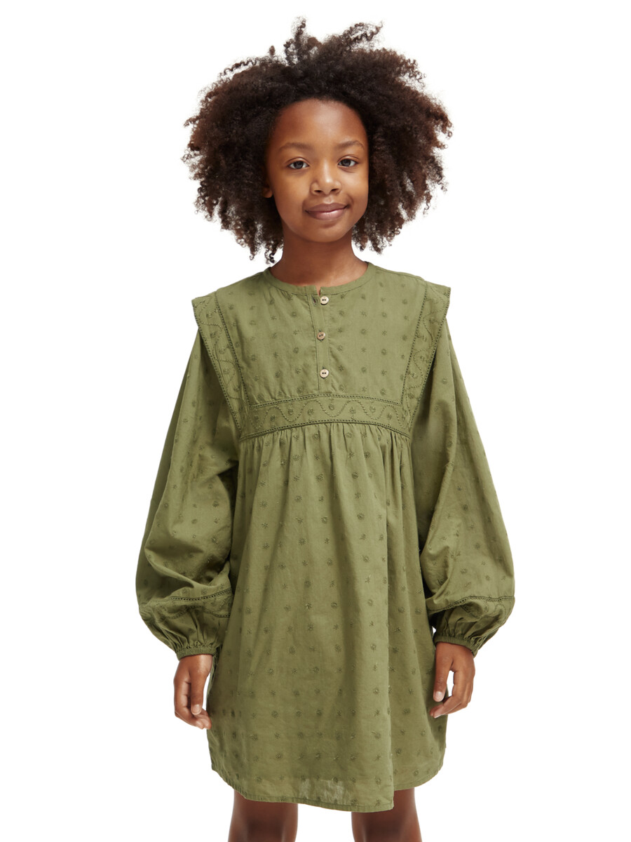 kleid mit broderie-anglaise-einsatz für mädchen