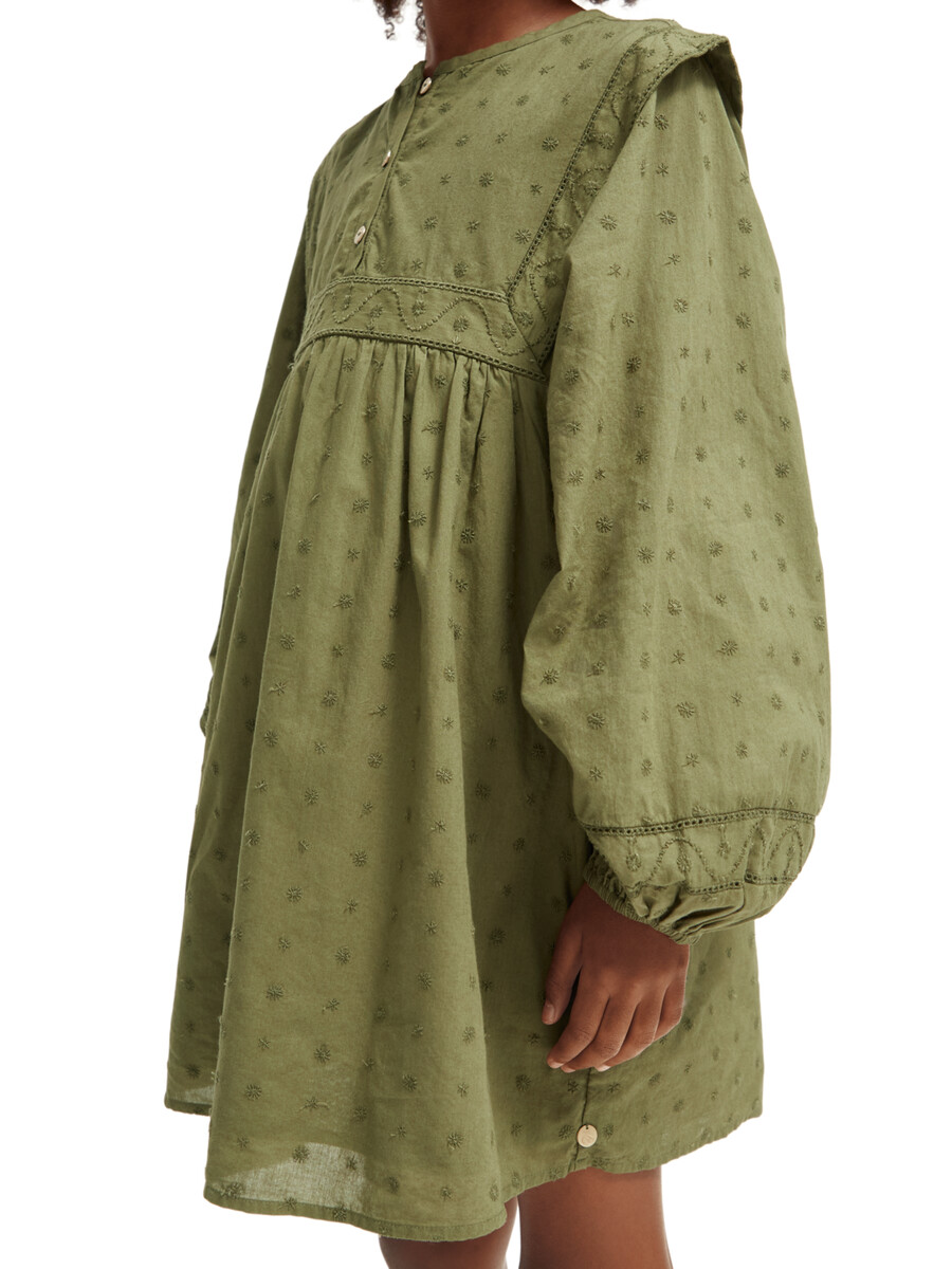 kleid mit broderie-anglaise-einsatz für mädchen