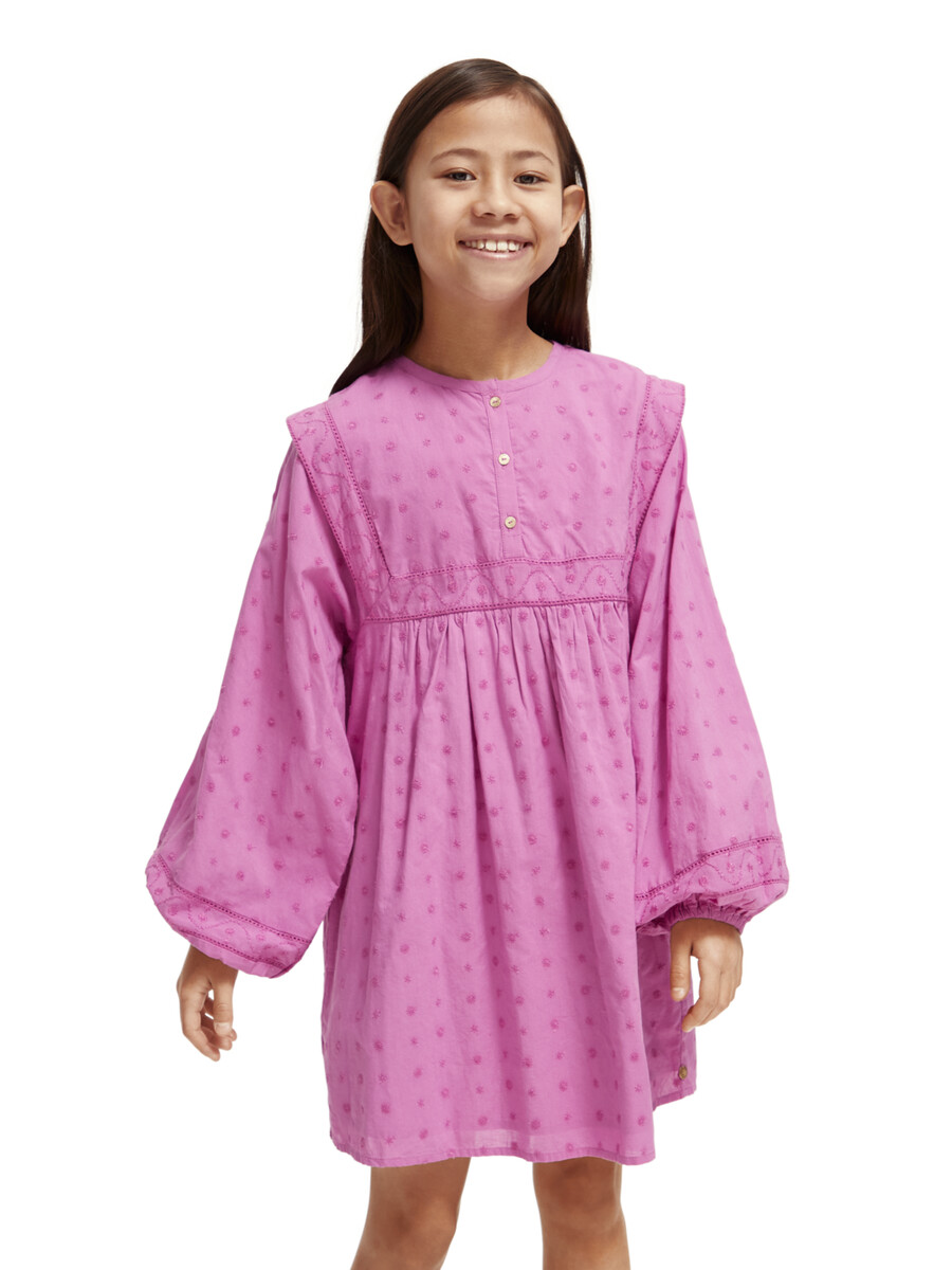 kleid mit broderie-anglaise-einsatz für mädchen