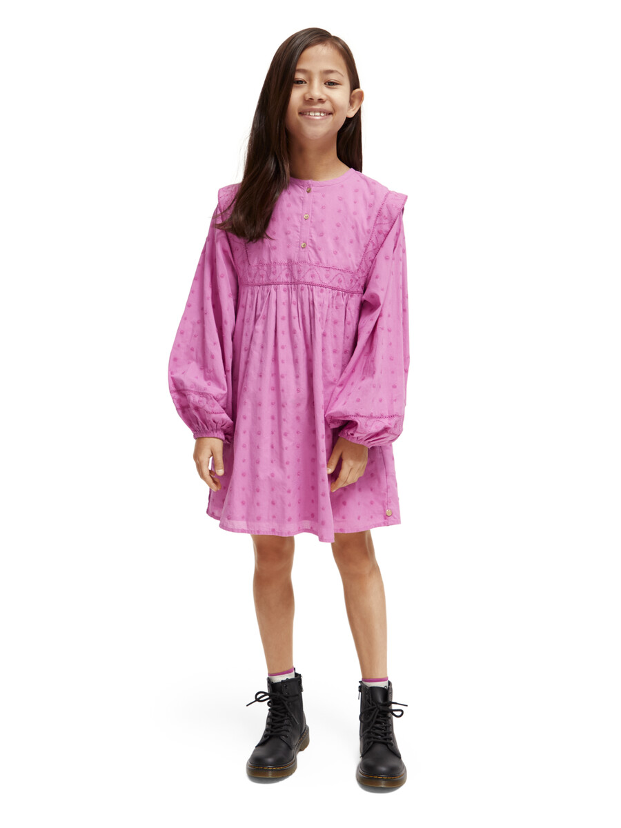 kleid mit broderie-anglaise-einsatz für mädchen