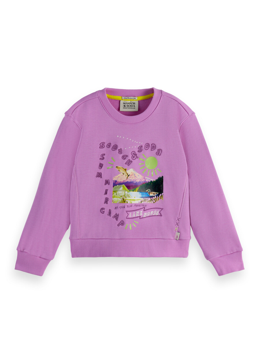 mädchen-sweatshirt für das sommercamp normale passform