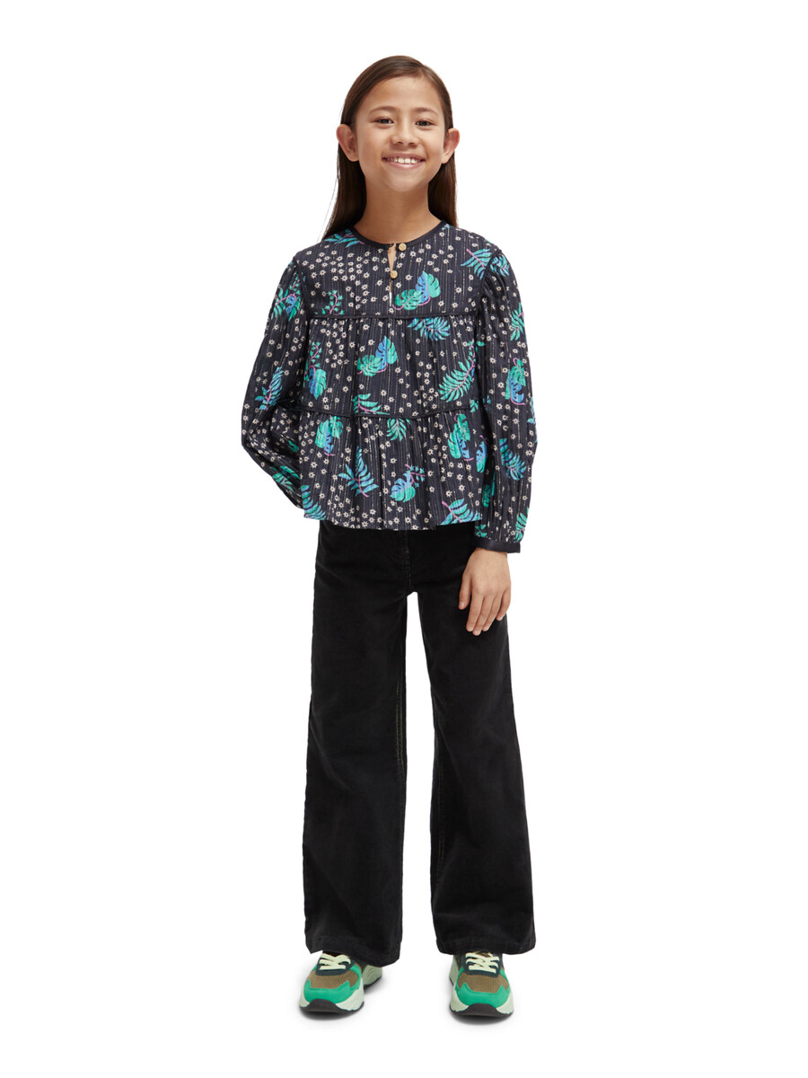 satin-top mit allover-print für mädchen
