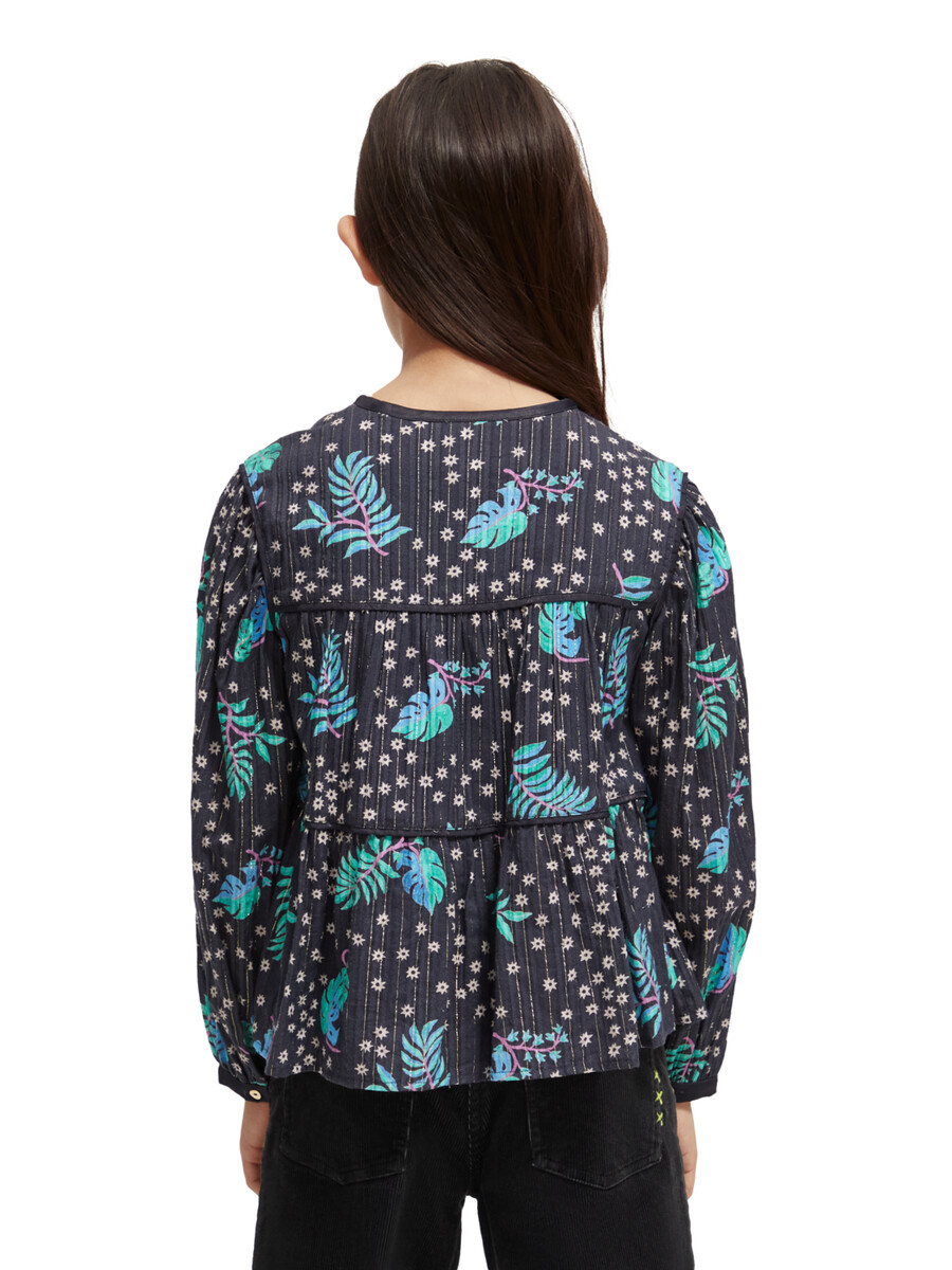 satin-top mit allover-print für mädchen