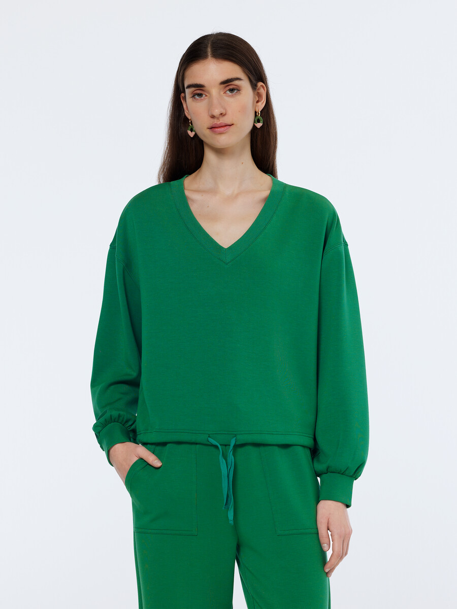 modal-sweatshirt mit v-ausschnitt