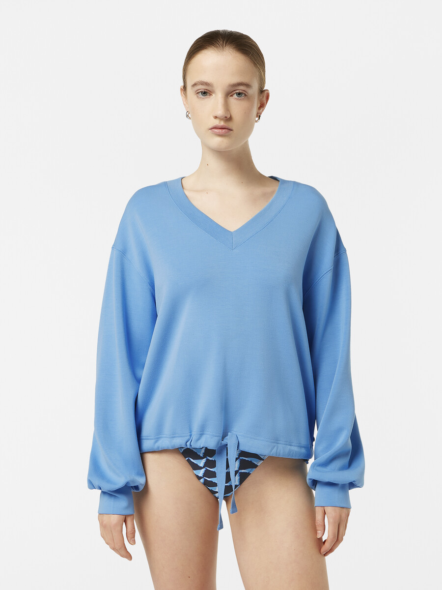 modal-sweatshirt mit v-ausschnitt