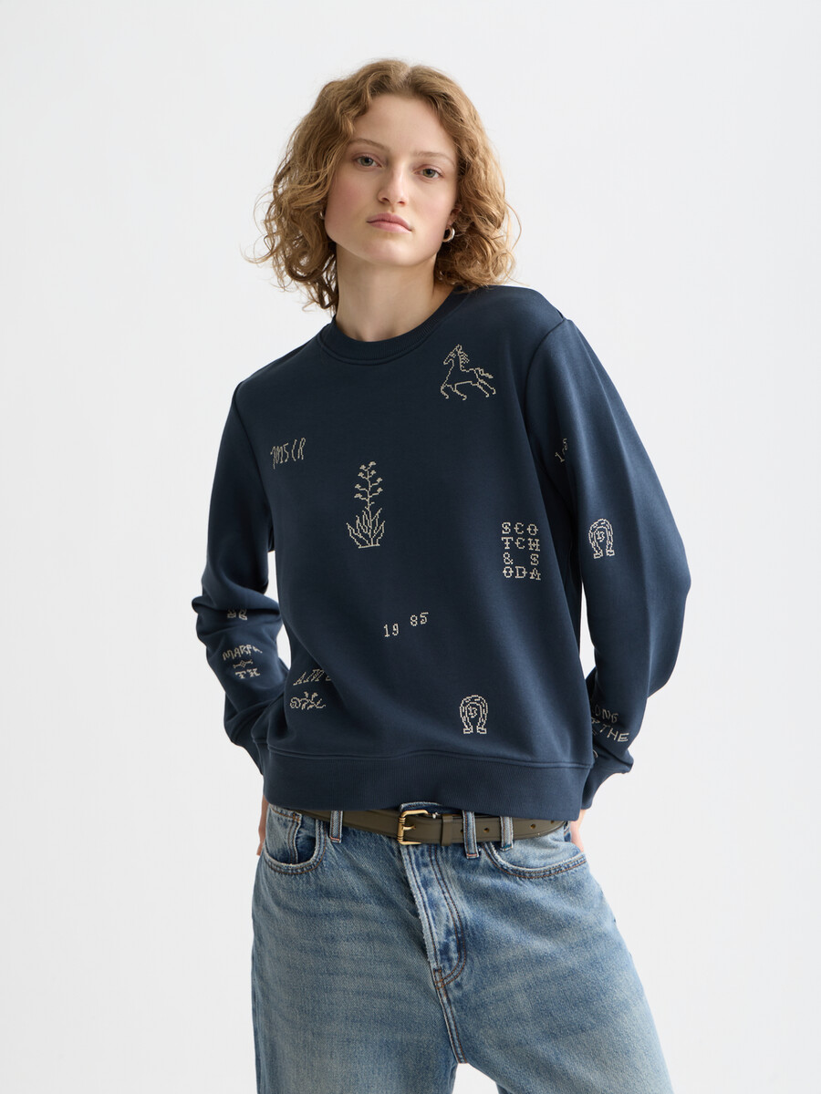 besticktes sweatshirt in regulärer passform