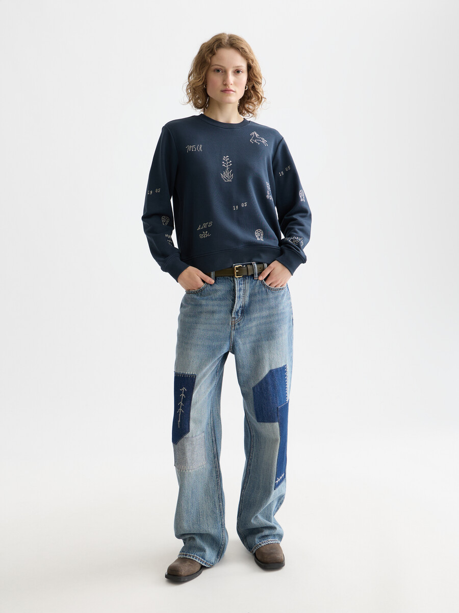 besticktes sweatshirt in regulärer passform