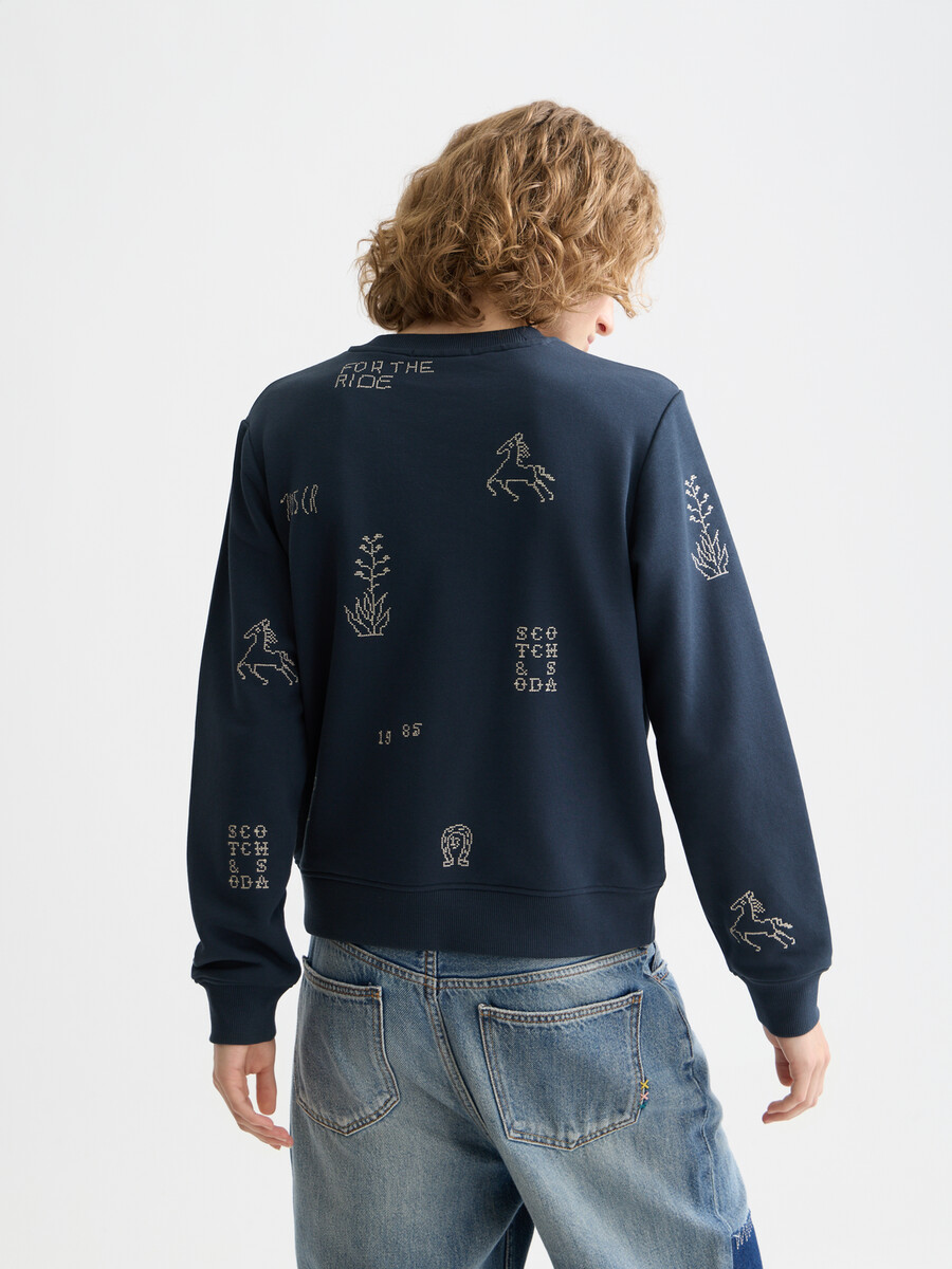 besticktes sweatshirt in regulärer passform