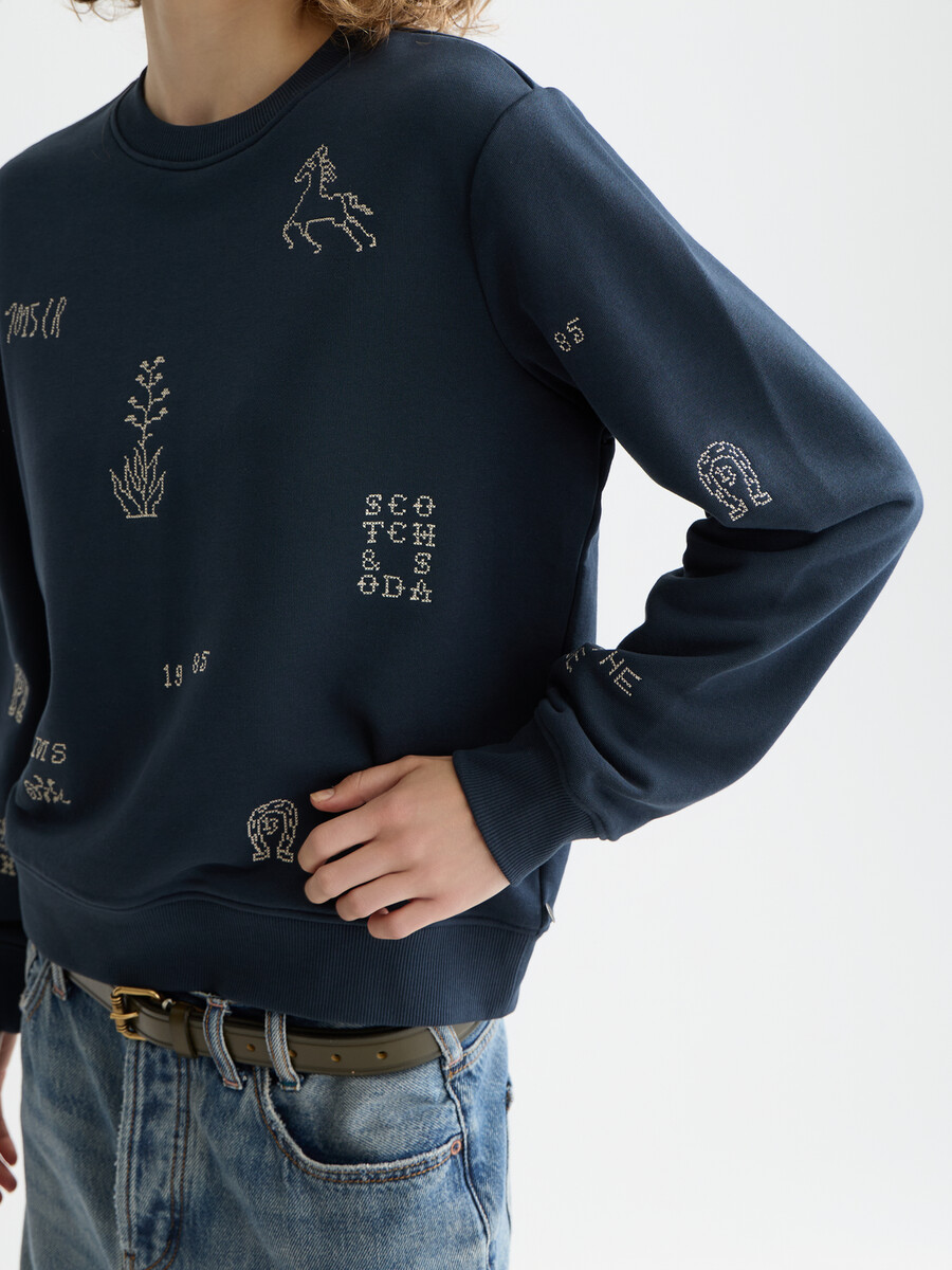 besticktes sweatshirt in regulärer passform