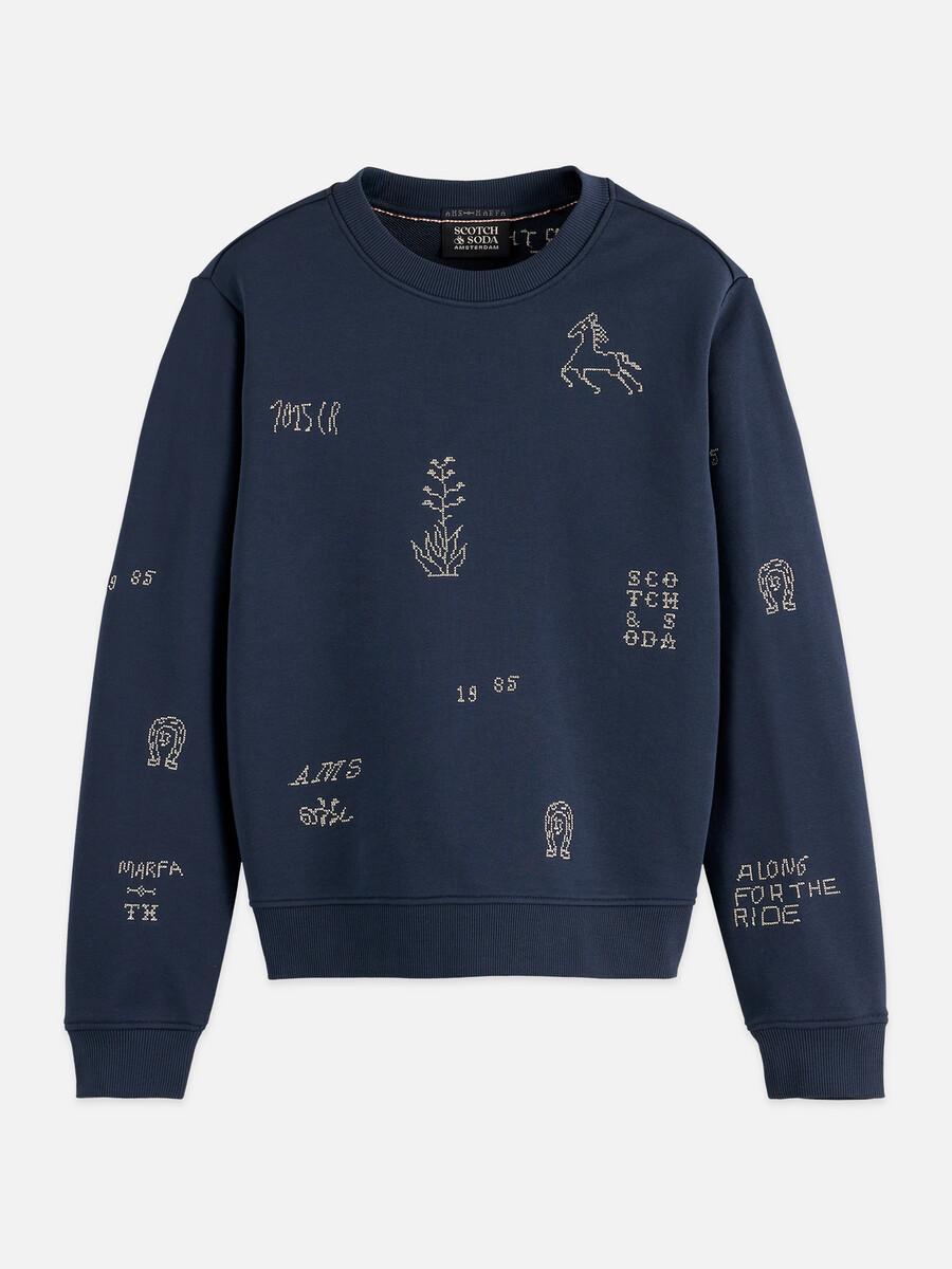 besticktes sweatshirt in regulärer passform