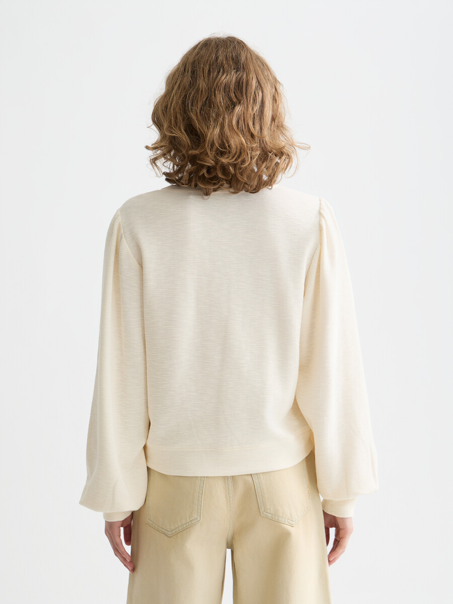 sweatshirt mit offenem halsausschnitt und gewebter knopfleiste