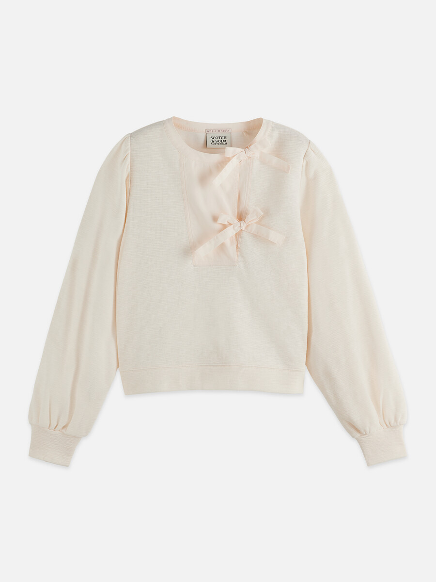sweatshirt mit offenem halsausschnitt und gewebter knopfleiste