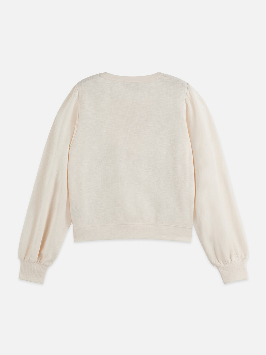 sweatshirt mit offenem halsausschnitt und gewebter knopfleiste