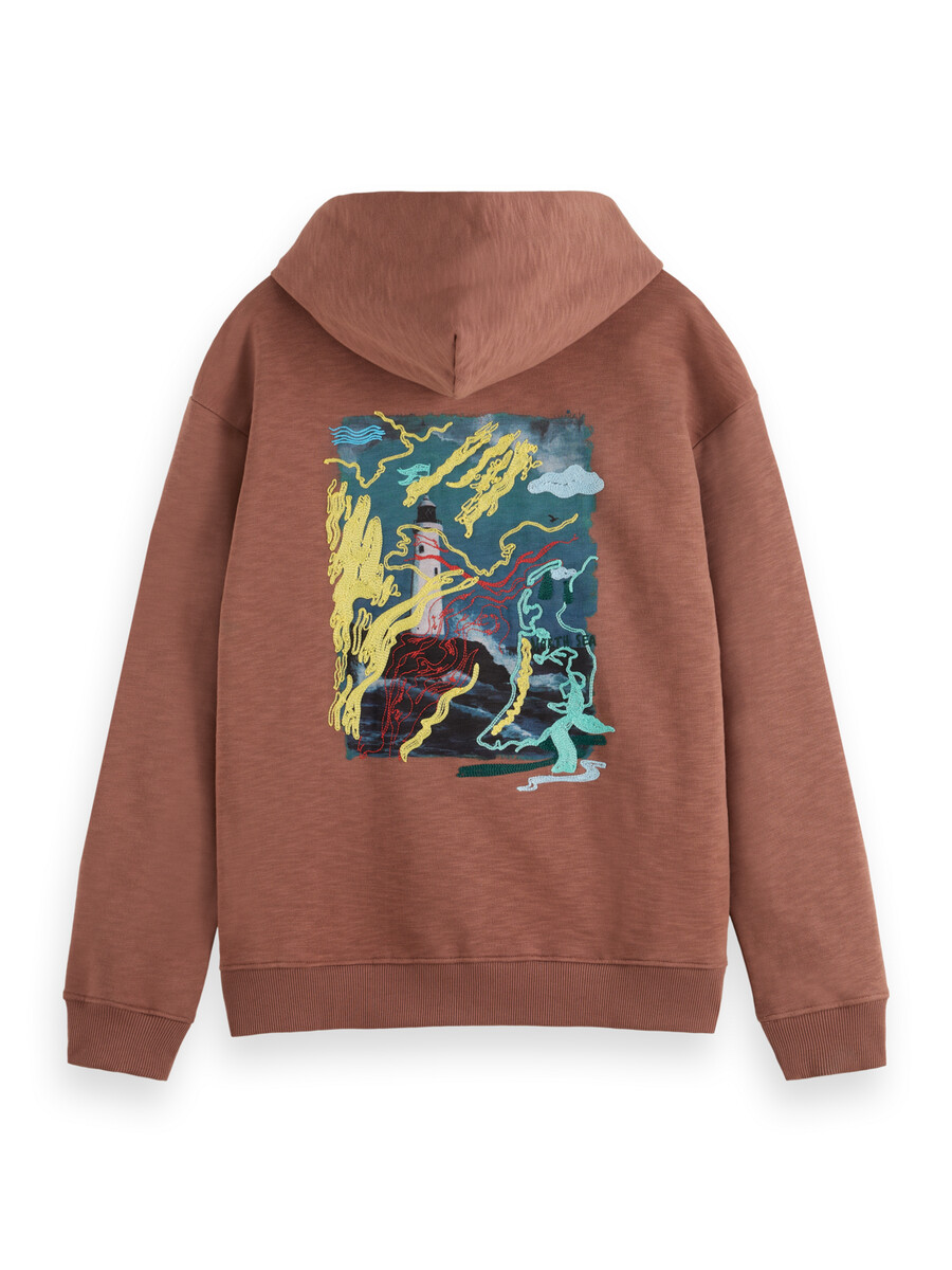 hoodie mit leuchtturm-motiv vorder- und rückseite