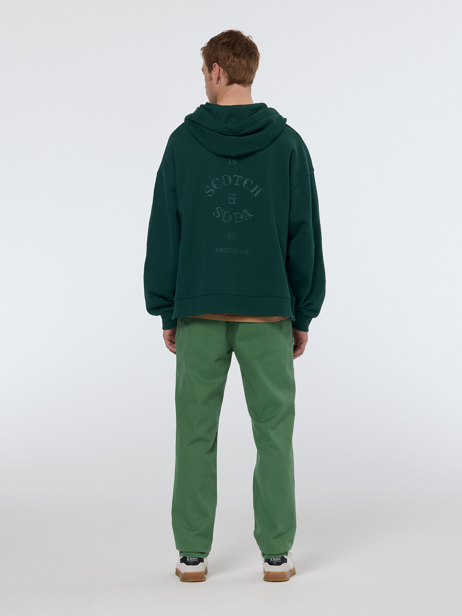 hoodie mit rippstrick-einsatz halbem reißverschluss und lockerer passform sowie auffälligem design