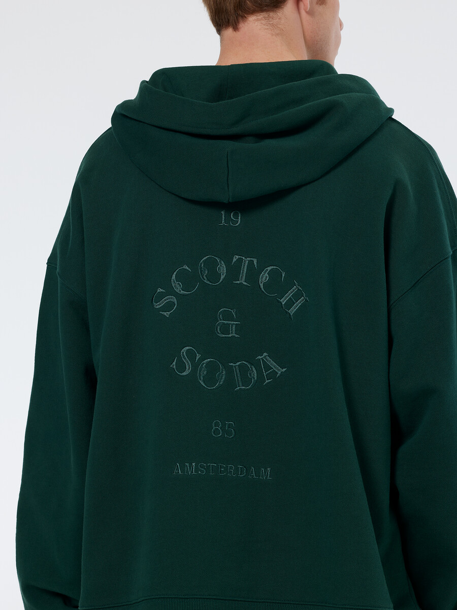 hoodie mit rippstrick-einsatz halbem reißverschluss und lockerer passform sowie auffälligem design