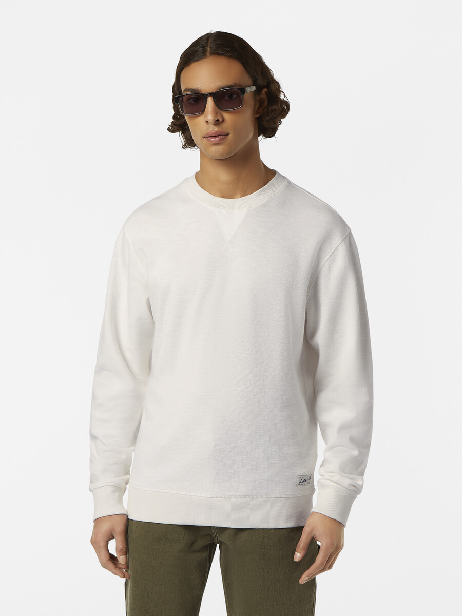 regular-fit stückgefärbtes slub-sweatshirt