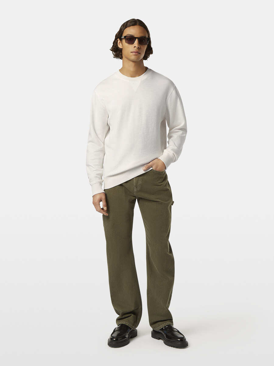 regular-fit stückgefärbtes slub-sweatshirt