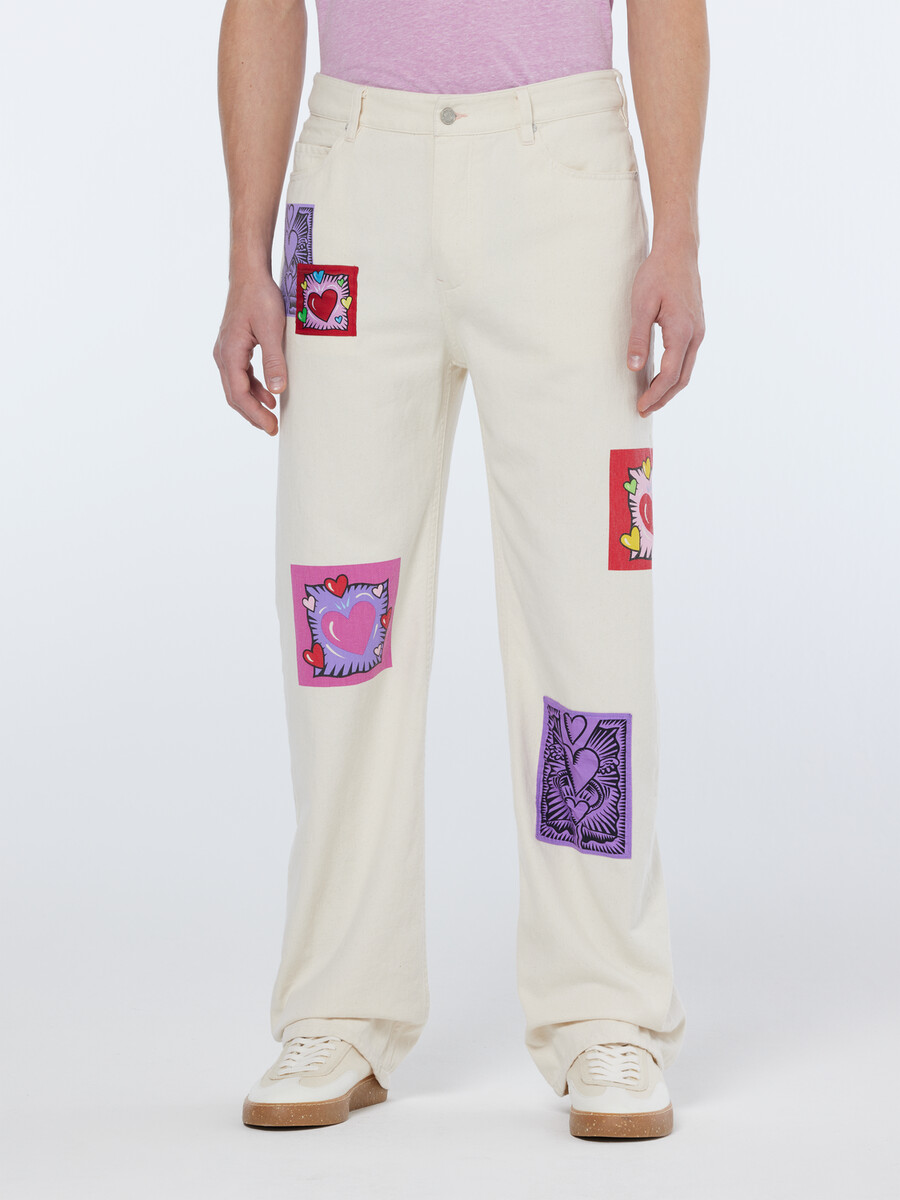 scotch soda x burton morris unisex straight leg jeans ecru love