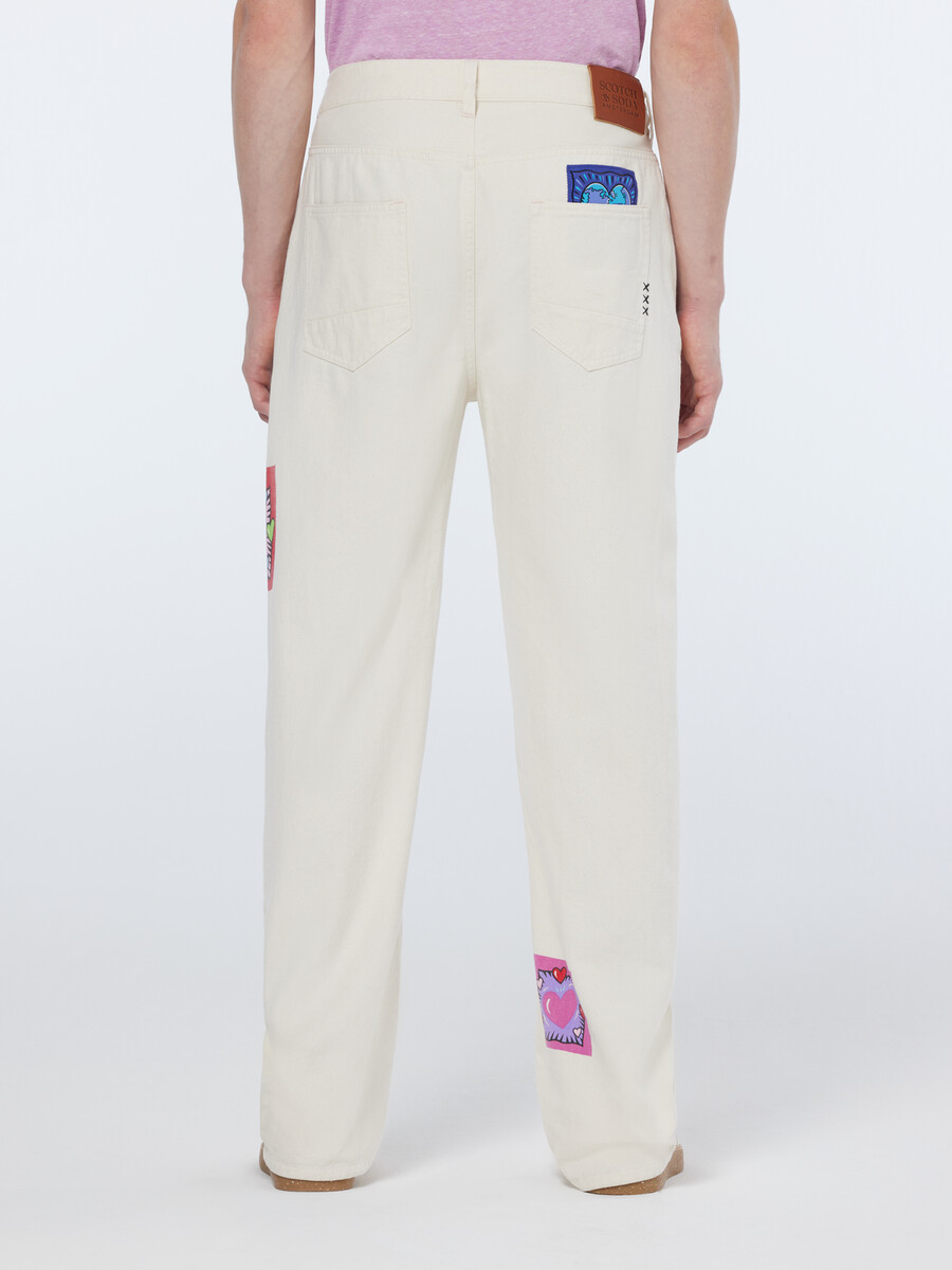 scotch soda x burton morris unisex straight leg jeans ecru love