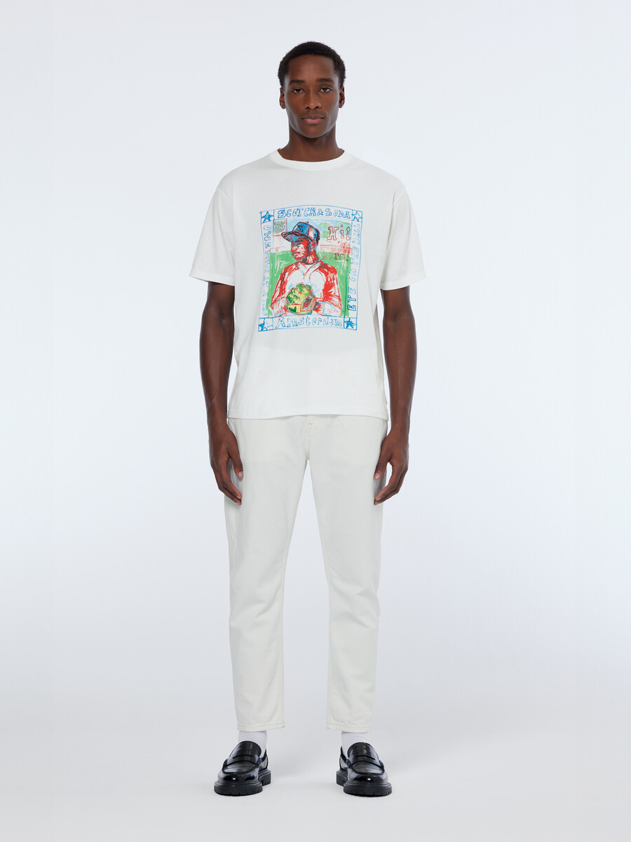 dean loose taper jeans tennis white
