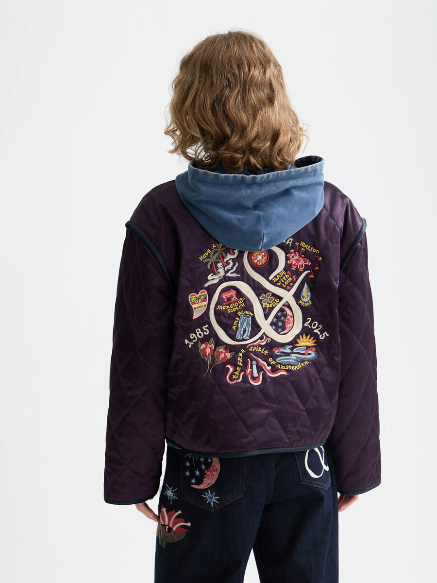 wende-souvenirjacke zum 40-jährigen jubiläum mit stickerei