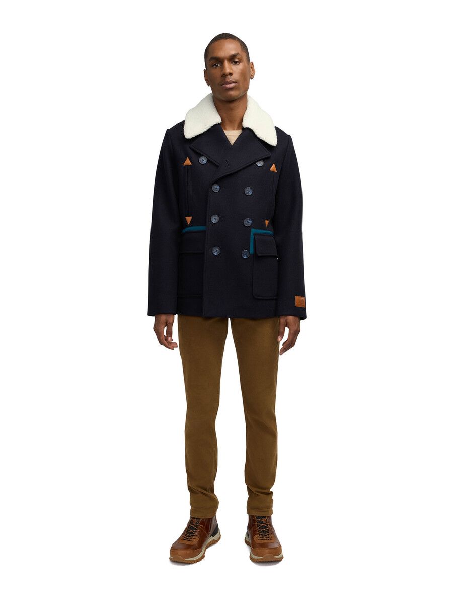 izak-peacoat mit kontrastierenden details und abnehmbarem kragen
