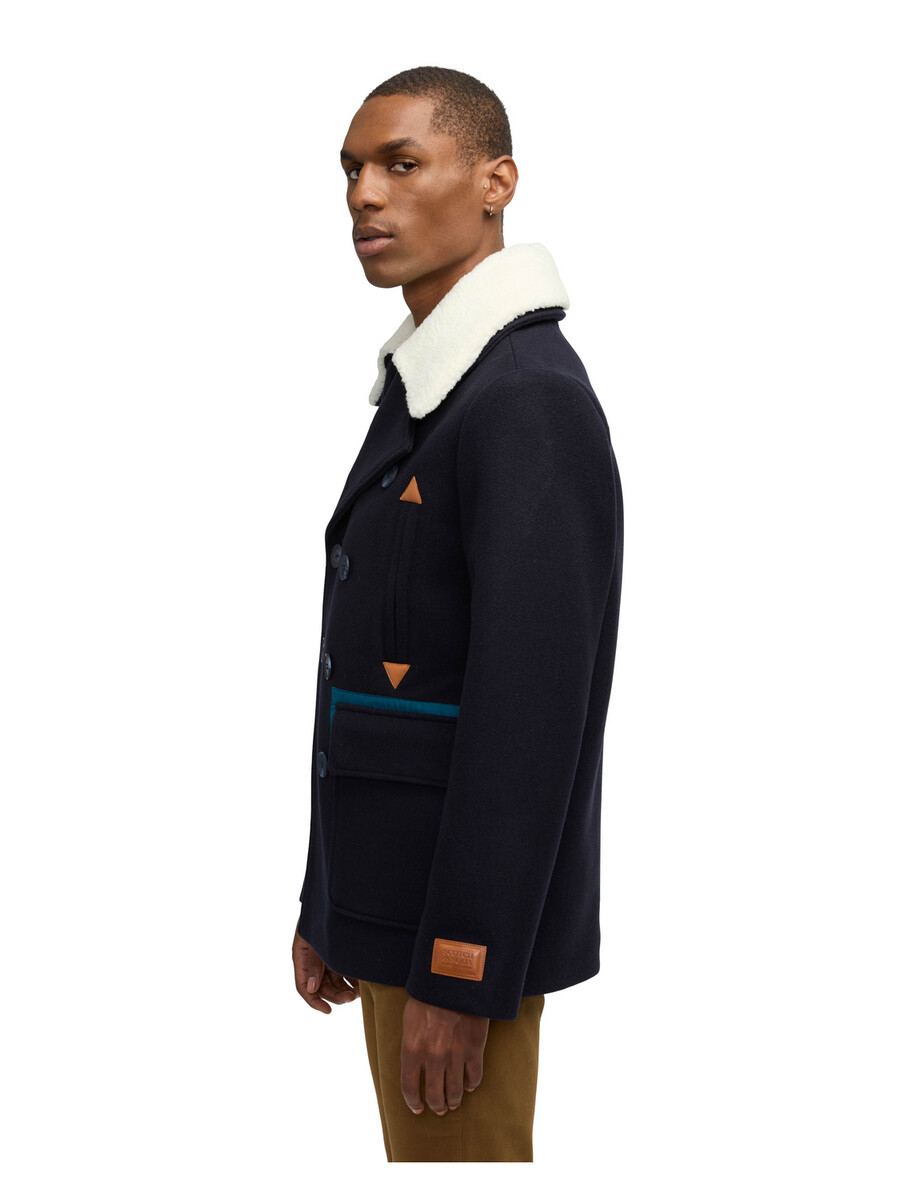 izak-peacoat mit kontrastierenden details und abnehmbarem kragen